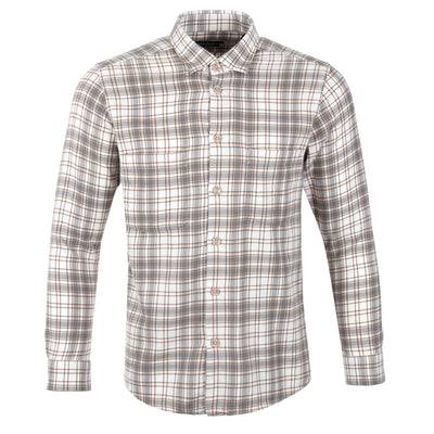 Remus Uomo Check Overshirt in White Tan Check