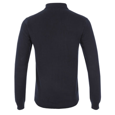 Remus Uomo Chunky 3 Button Knitted Polo Knitwear in Navy Back