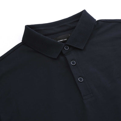 Remus Uomo Cotton Jersey Polo Shirt in Navy Placket