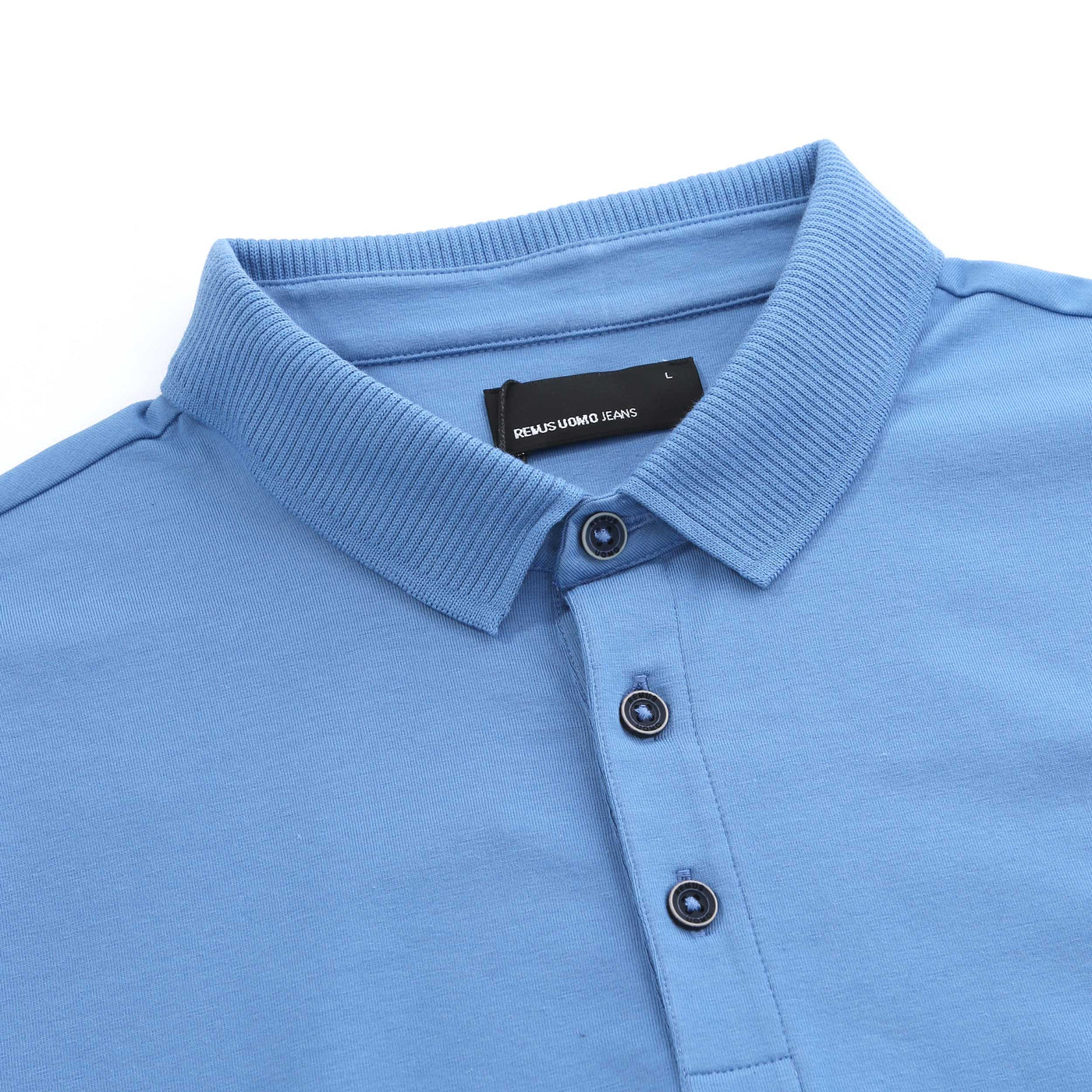 Remus Uomo Cotton Jersey Polo Shirt in Riviera Blue Placket