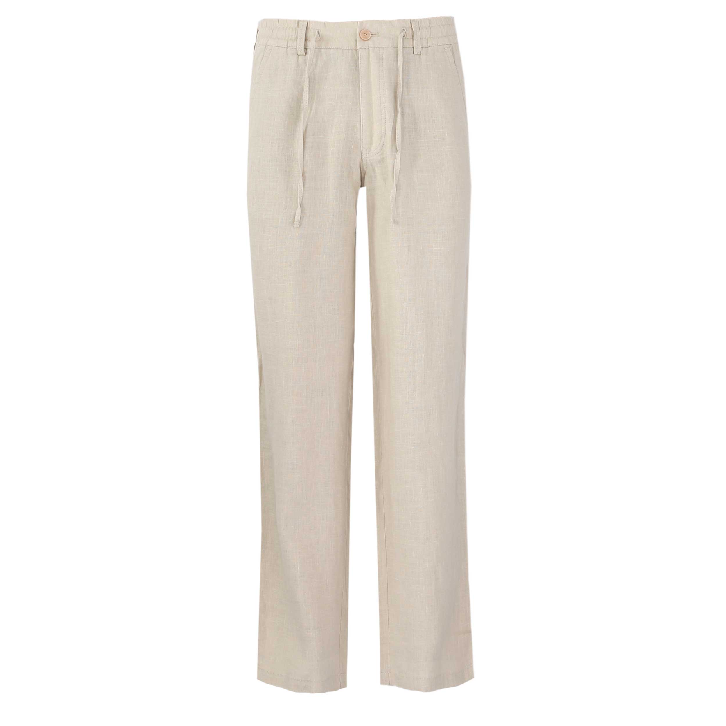 Remus Uomo Elio Linen Trouser in Beige