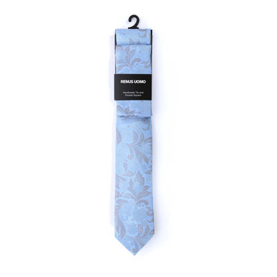 Remus Uomo Floral Tie & Hank Set in Sky Blue