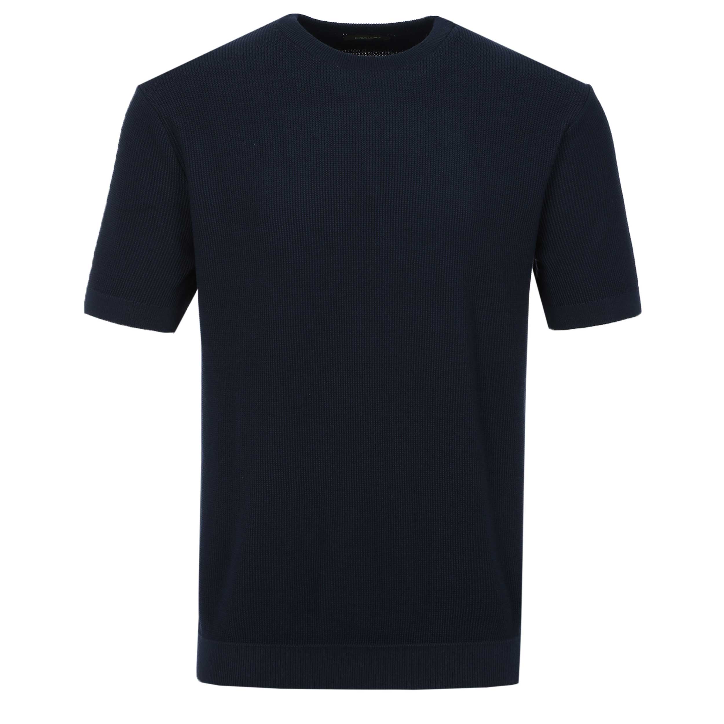 Remus Uomo Knitted T-Shirt in Navy
