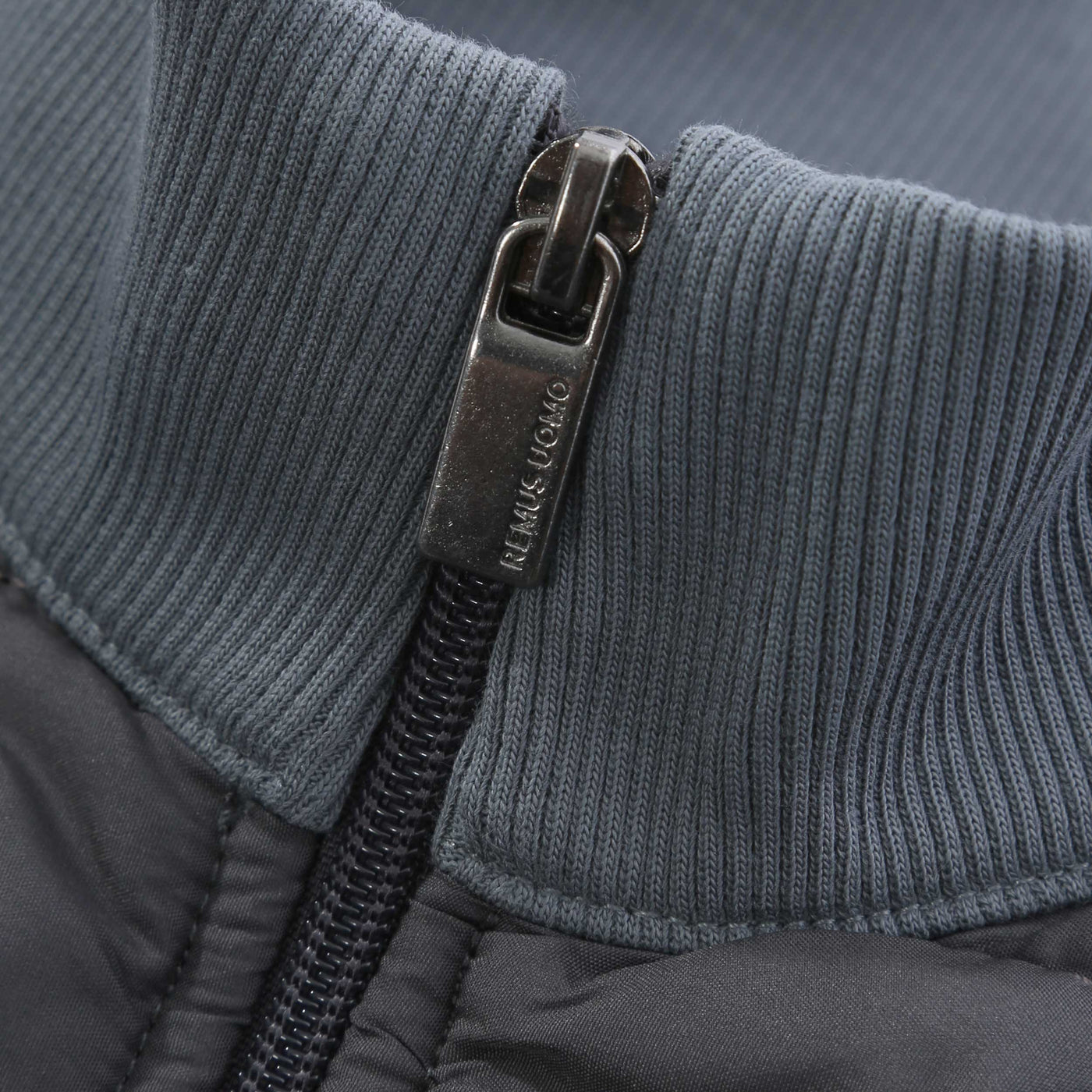 Remus Uomo Panel Zip Thru Hybrid Jacket in Dove Grey Zip