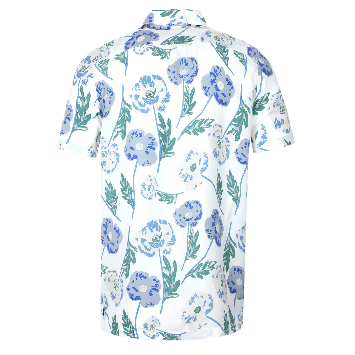 Remus Uomo Paolo Floral Print SS Shirt in White & Blue Back
