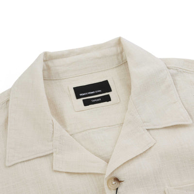 Remus Uomo Paolo Linen SS Shirt in Beige Collar