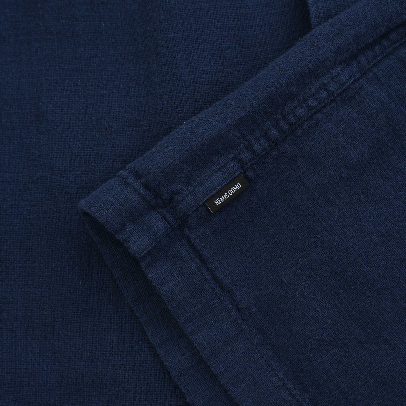 Remus Uomo Paolo Linen SS Shirt in Navy Logo Tab