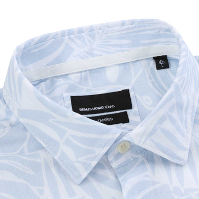 Remus Uomo Parker Floral Print Shirt in Sky Blue