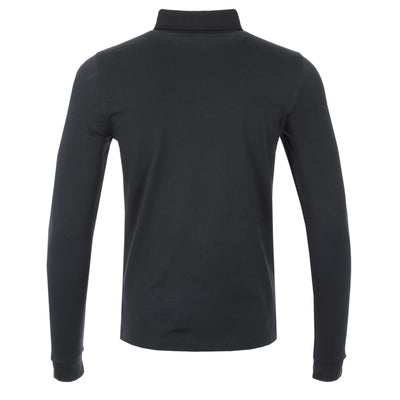 Remus Uomo Plain LS Polo Shirt in Charcoal Back