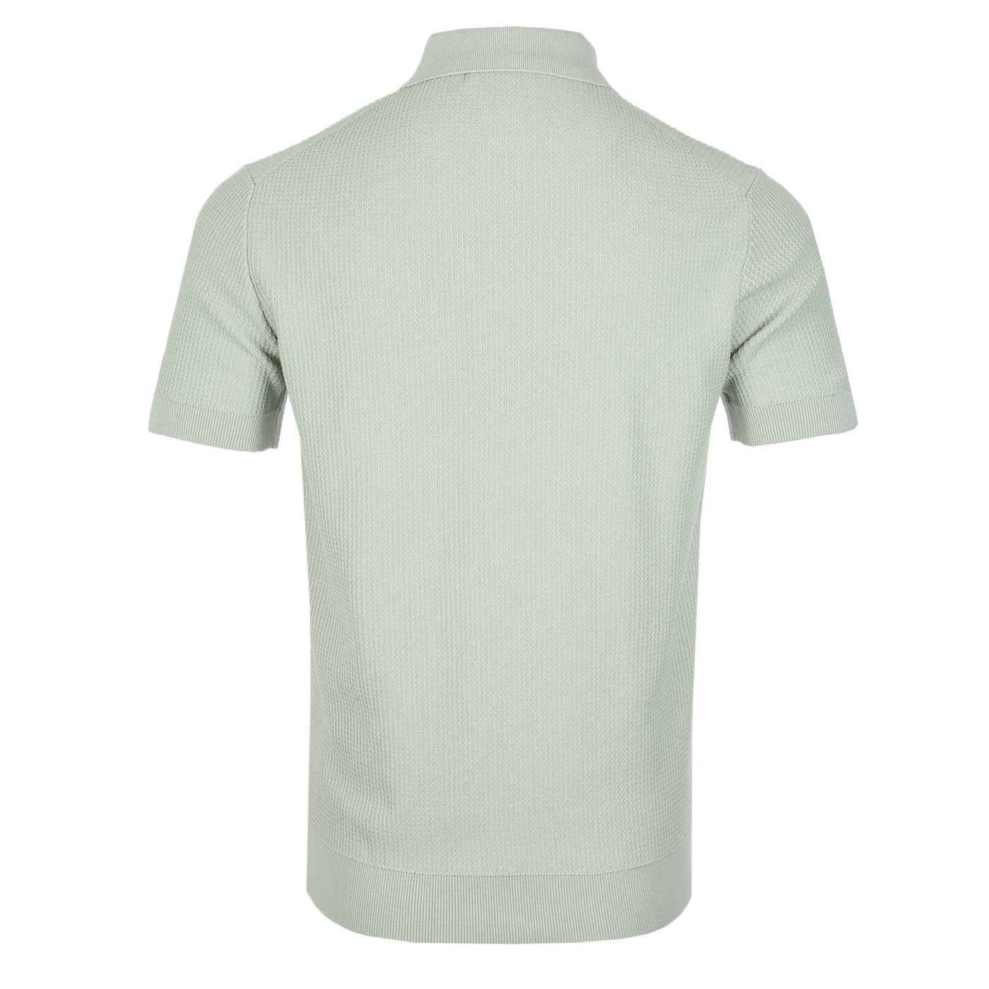 Remus Uomo Seersucker Knitted Polo Shirt in Mint Back