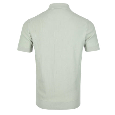 Remus Uomo Seersucker Knitted Polo Shirt in Mint Back