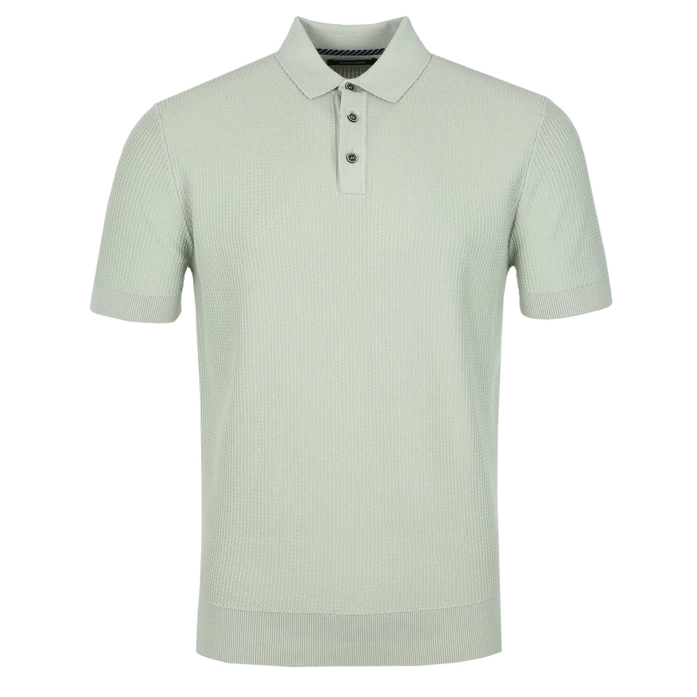Remus Uomo Seersucker Knitted Polo Shirt in Mint