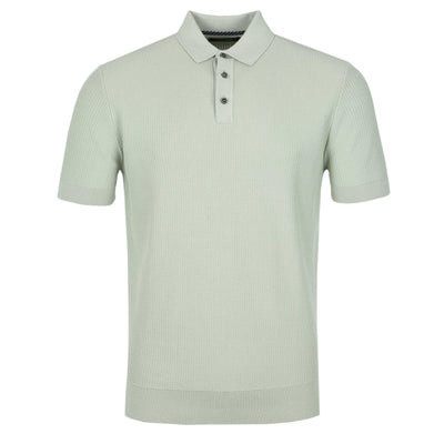 Remus Uomo Seersucker Knitted Polo Shirt in Mint