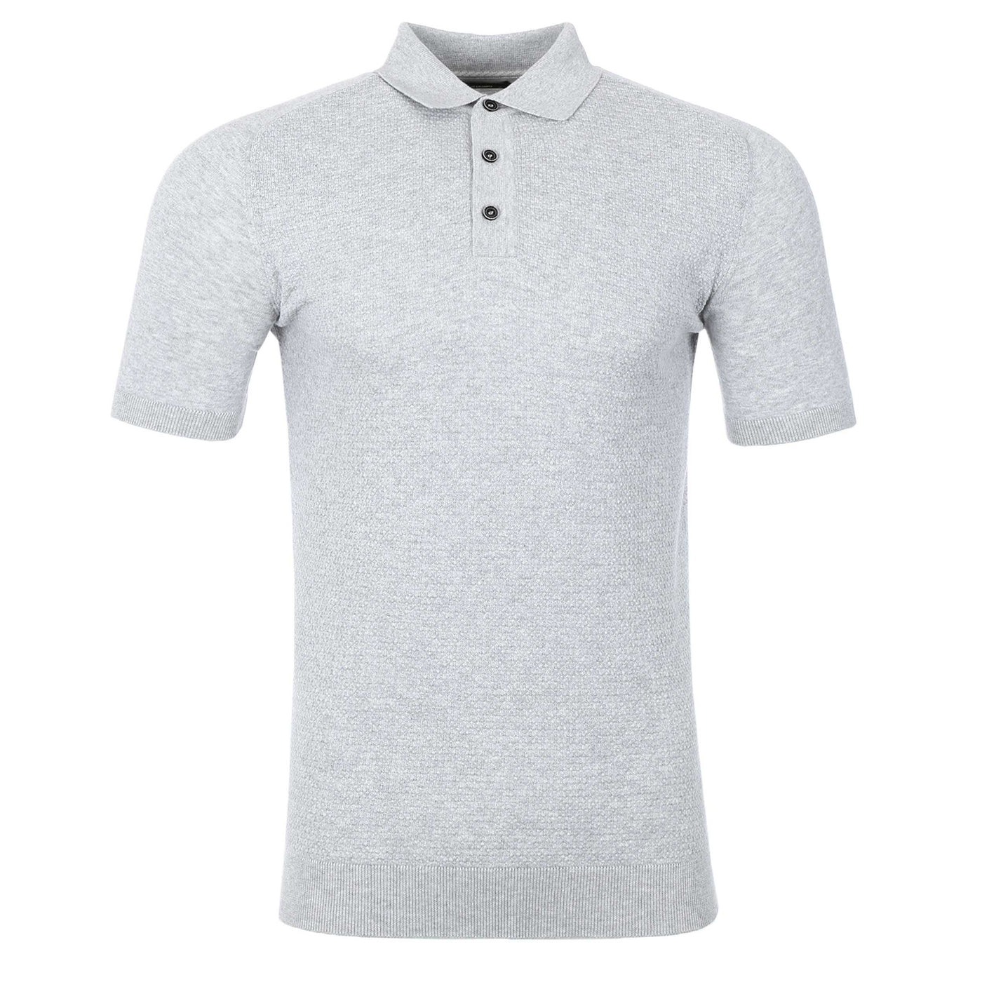 Remus Uomo Waffle Knitted Polo Shirt in Grey