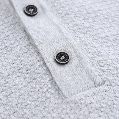 Remus Uomo Waffle Knitted Polo Shirt in Grey Placket