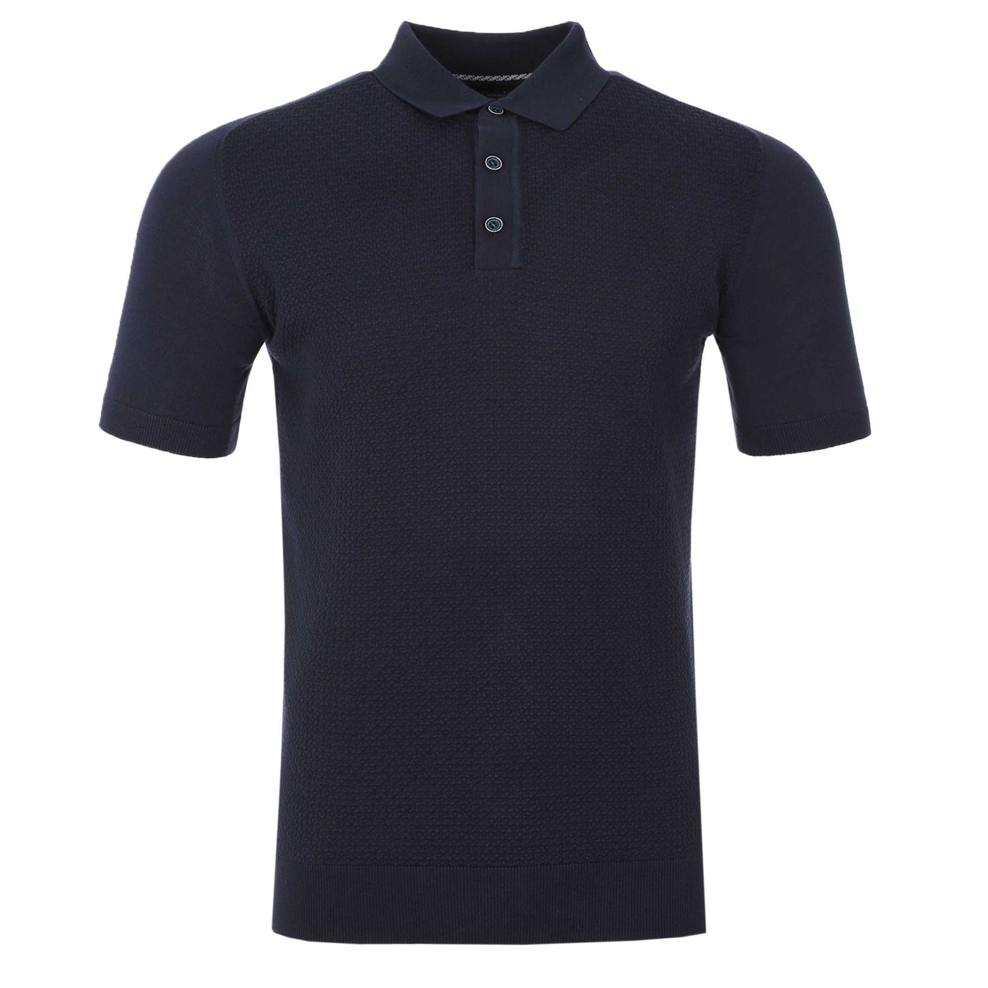 Remus Uomo Waffle Knitted Polo Shirt in Navy