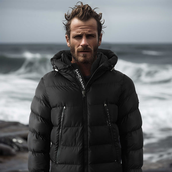 Sandbanks Black Puffer Coat Waterproof Mid Puffer Sandbanks Ravine
