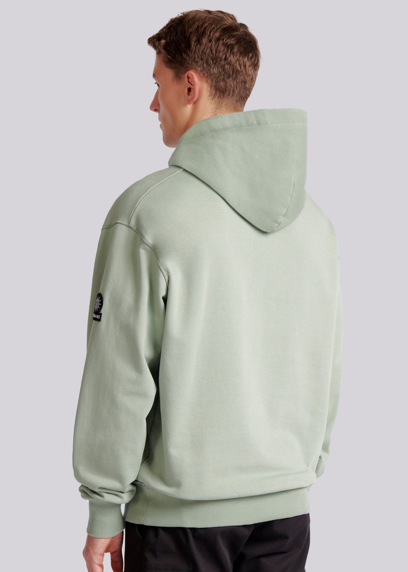 Sandbanks Badge Logo Hoodie in Sage Model 3