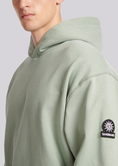 Sandbanks Badge Logo Hoodie in Sage Model 2
