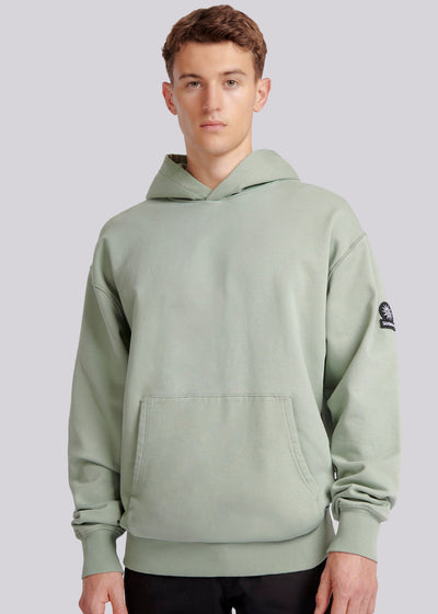 Sandbanks Badge Logo Hoodie in Sage Model