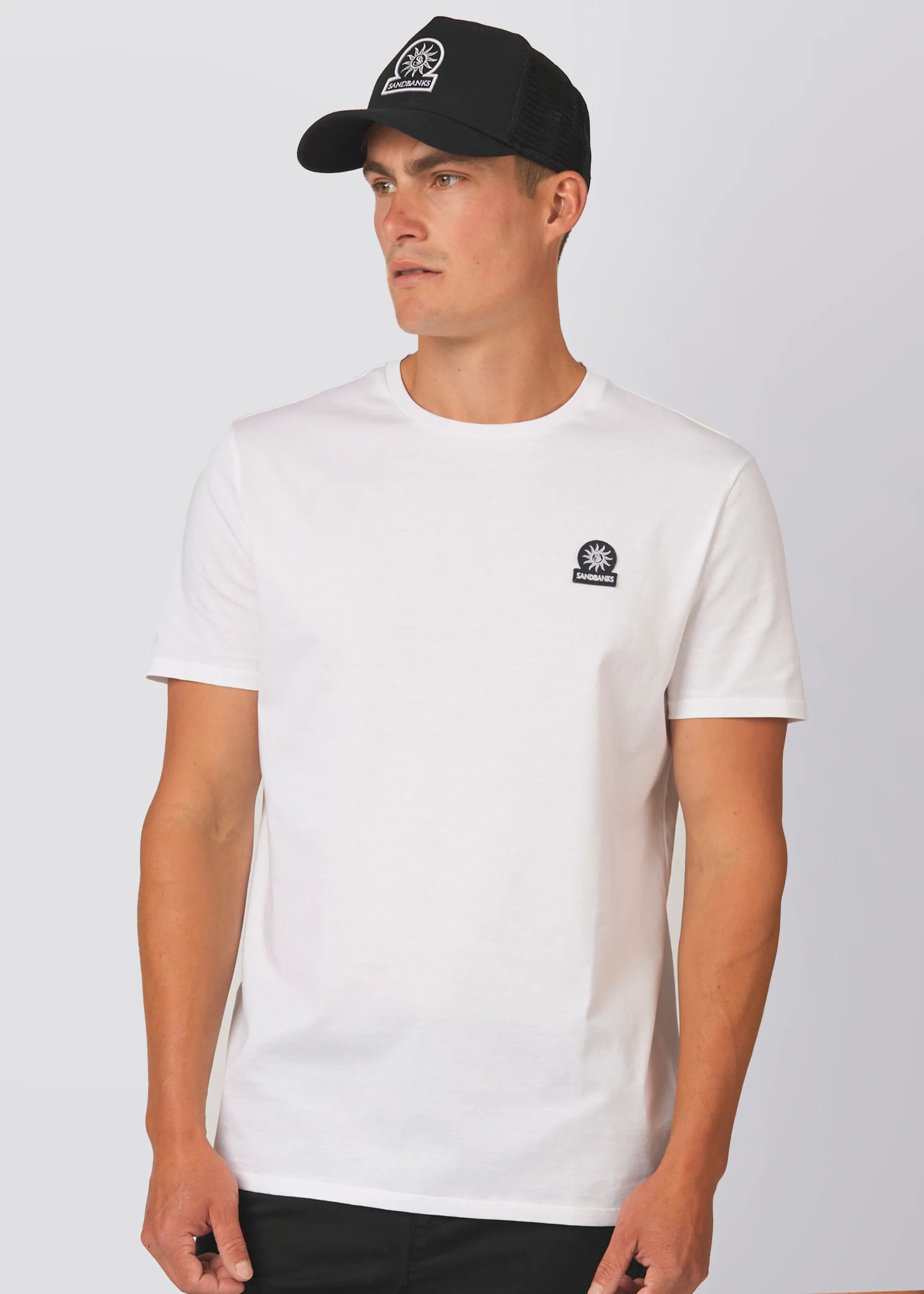 Sandbanks Badge Logo T Shirt in White