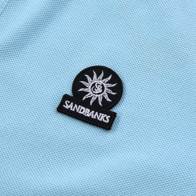 Sandbanks Badge Logo Tipped Polo Shirt in Crystal Blue Logo