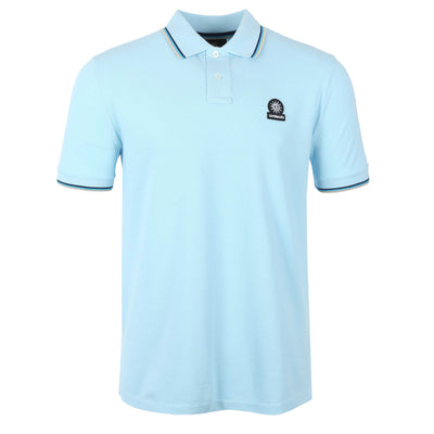 Sandbanks Badge Logo Tipped Polo Shirt in Crystal Blue