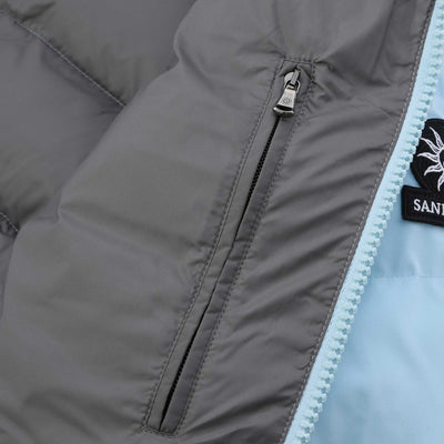 Sandbanks Banks Puffer Jacket in Crystal Blue Inside Pocket
