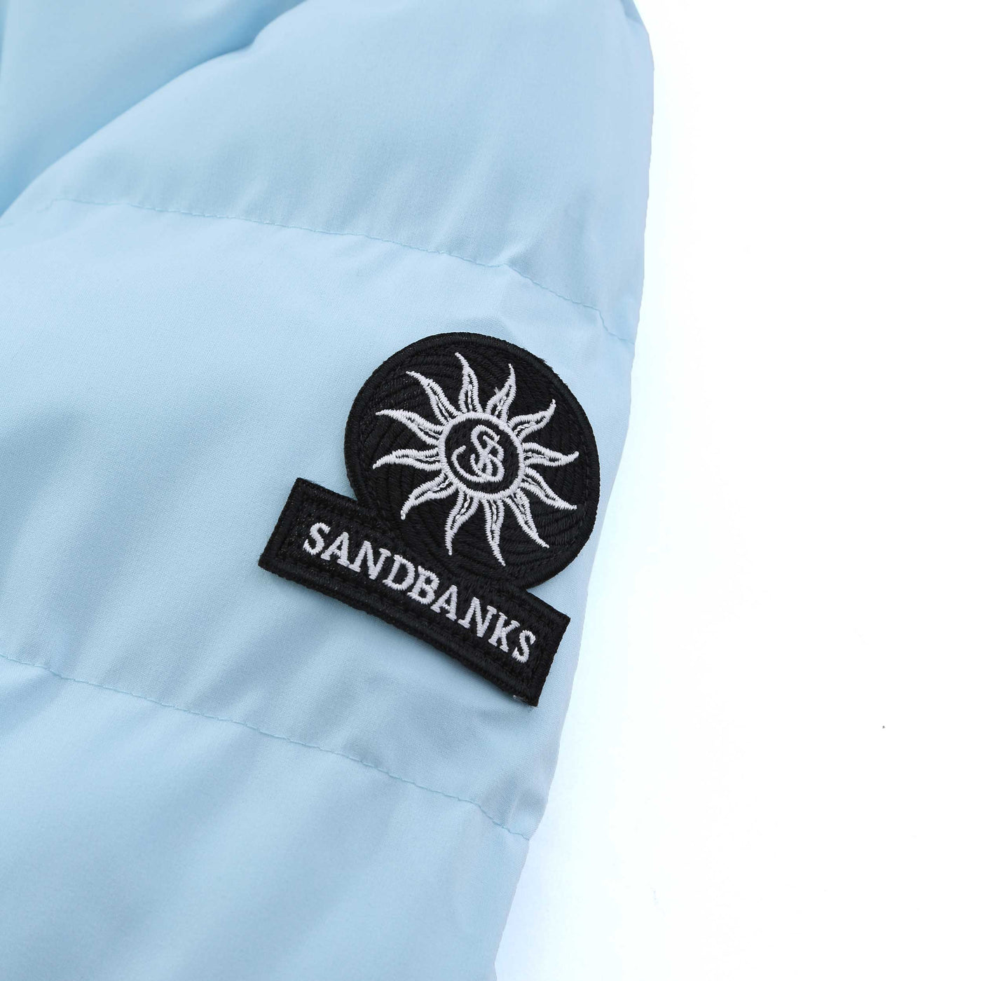 Sandbanks Banks Puffer Jacket in Crystal Blue Logo