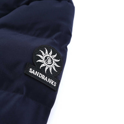 Sandbanks Banks Puffer Jacket in Navy Logo