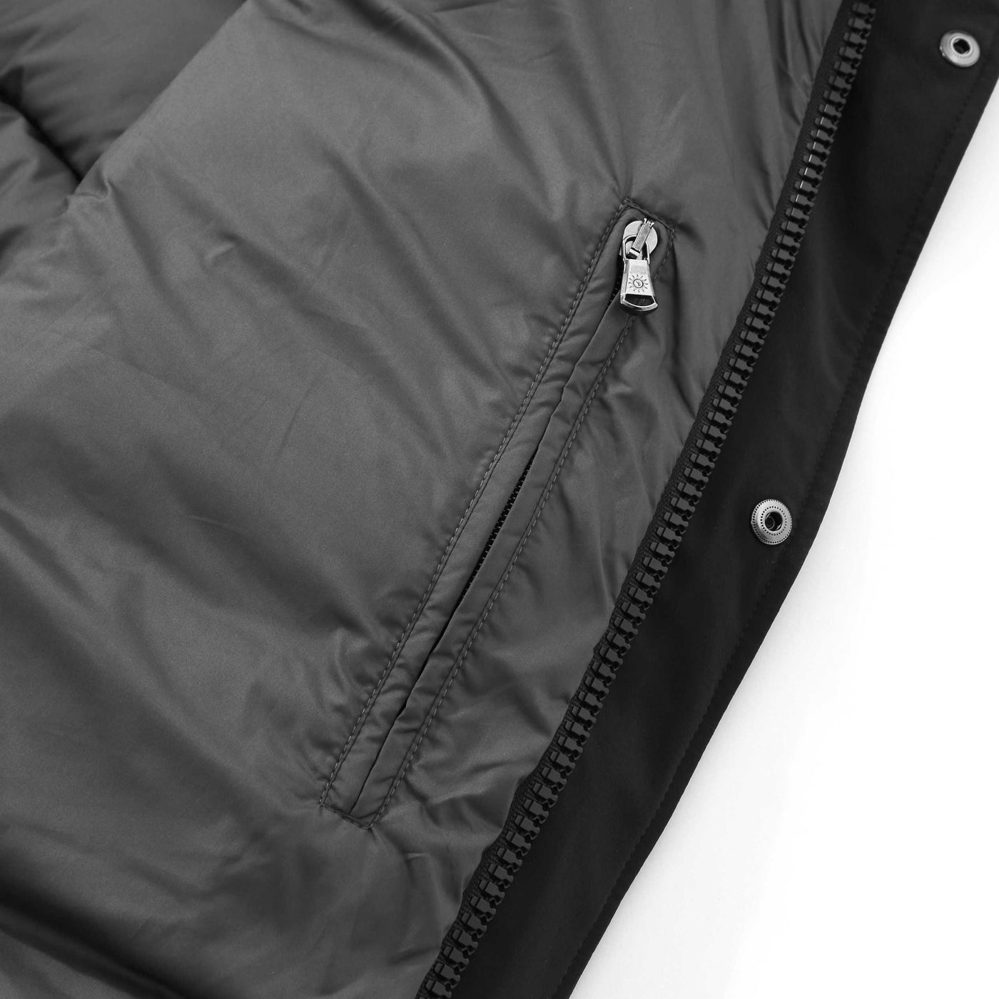 Sandbanks Branksome Long Puffer Jacket in Charcoal Inside Pocket