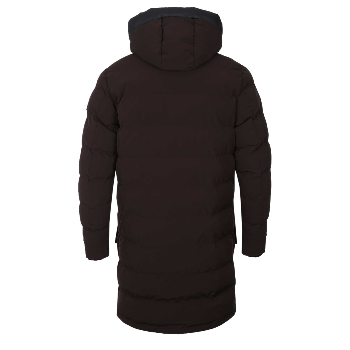 Sandbanks Branksome Long Puffer Jacket in Chocolate Back