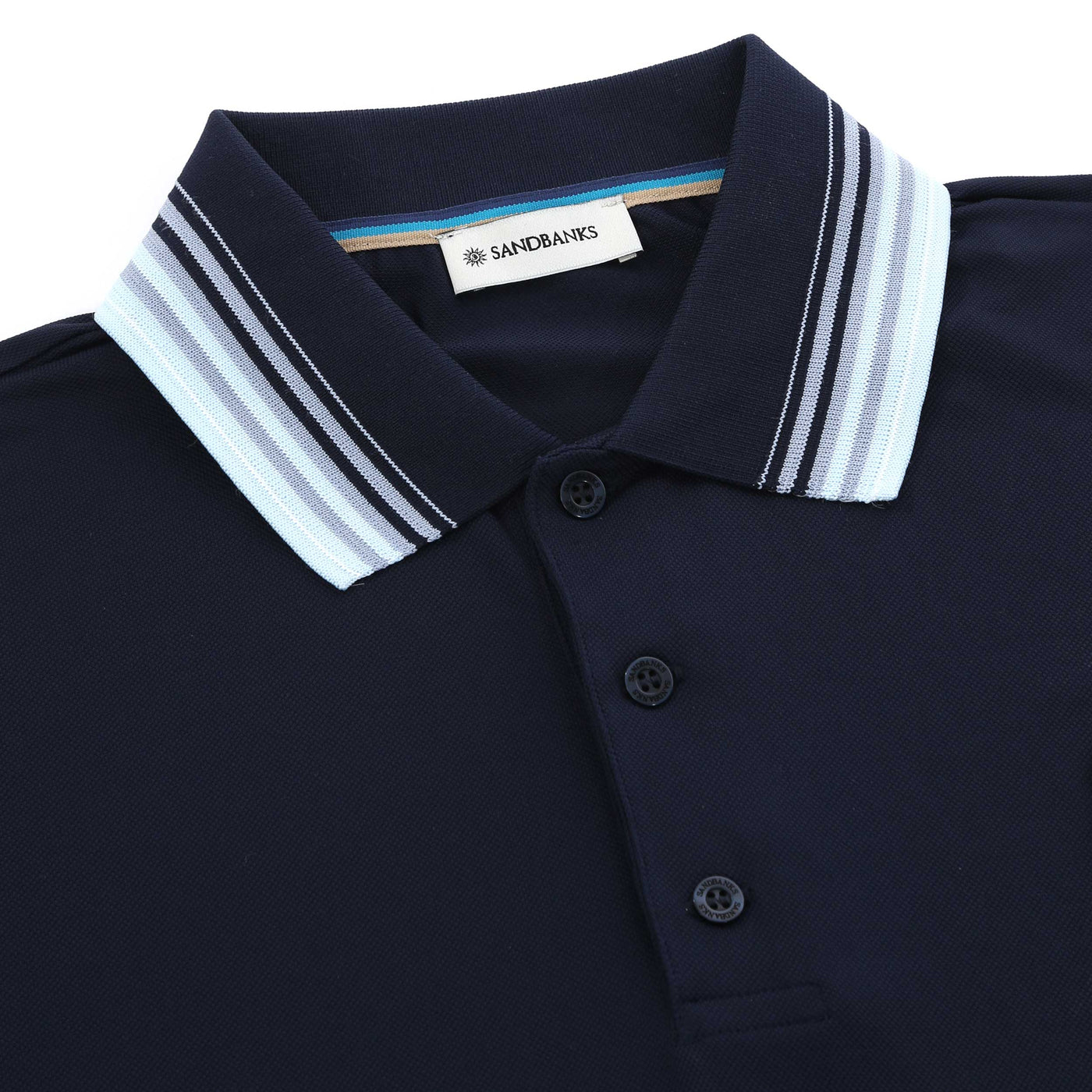 Sandbanks Gradient Rib Polo Shirt in Navy Collar