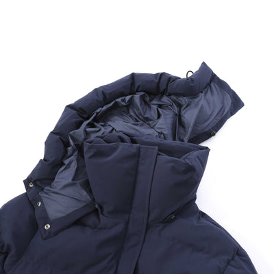 Sandbanks Haven Oversized Long Puffer Ladies Jacket in Navy Detached Hood