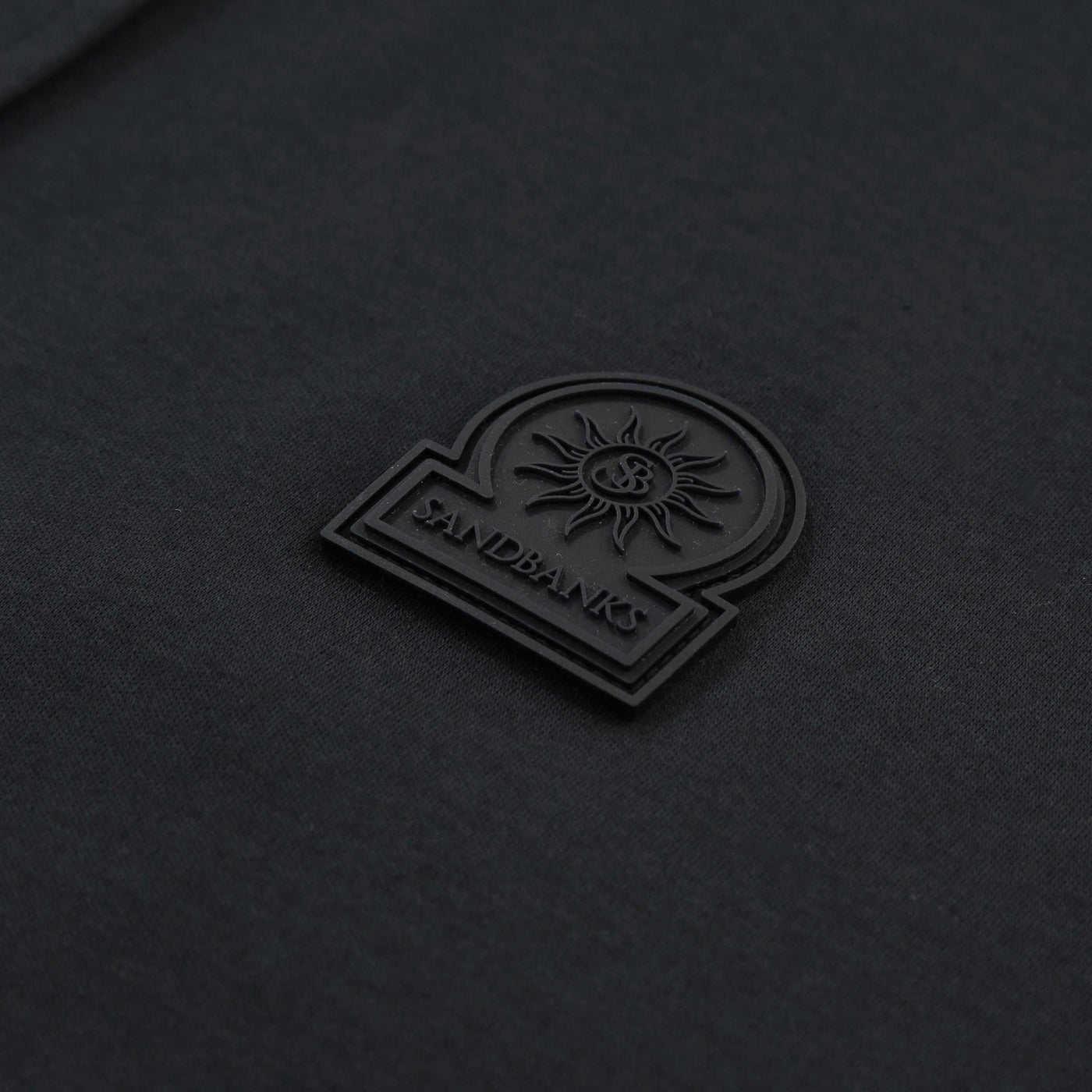 Sandbanks Interlock Full button Polo Shirt in Black Logo