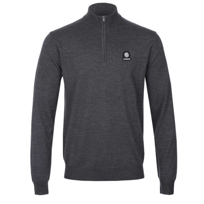 Sandbanks Merino Wool 1/4 Zip Knitwear in Anthracite