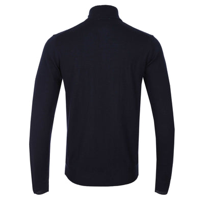 Sandbanks Merino Wool 1/4 Zip Knitwear in Navy Back