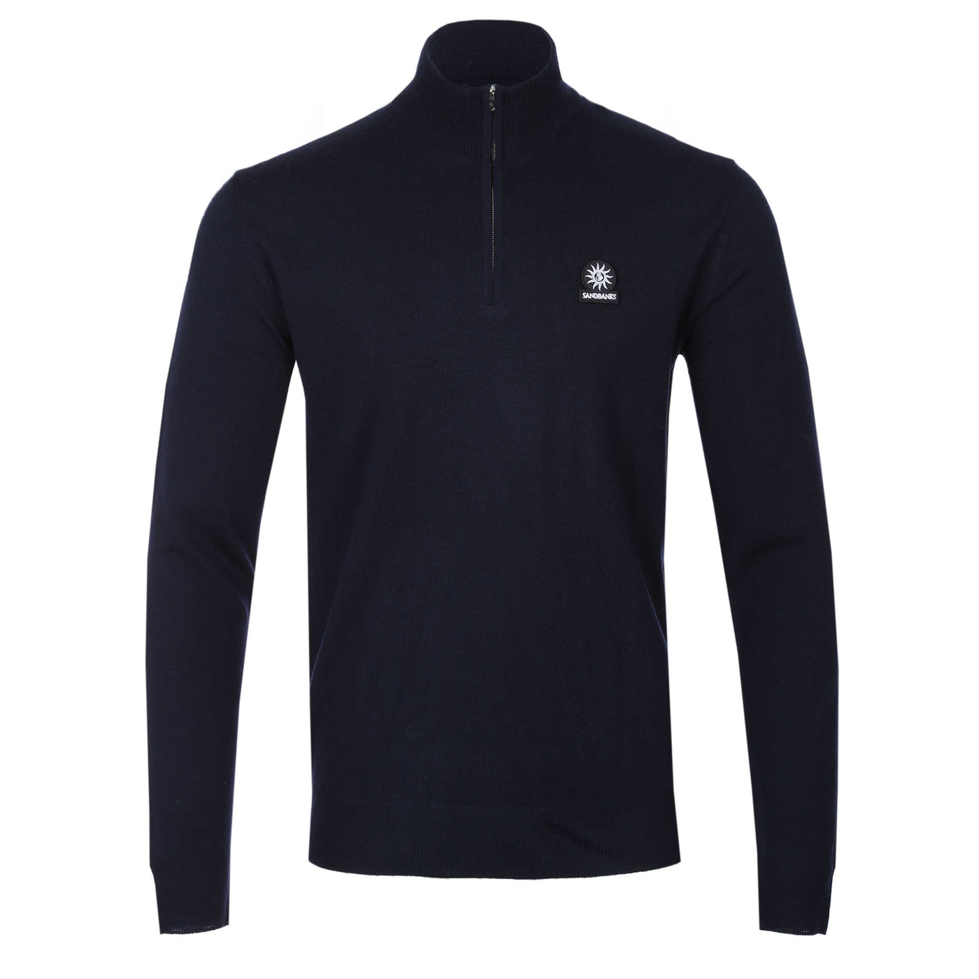 Sandbanks Merino Wool 1/4 Zip Knitwear in Navy