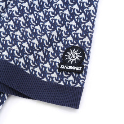 Sandbanks Monogram Knitted Polo Shirt in Navy Logo