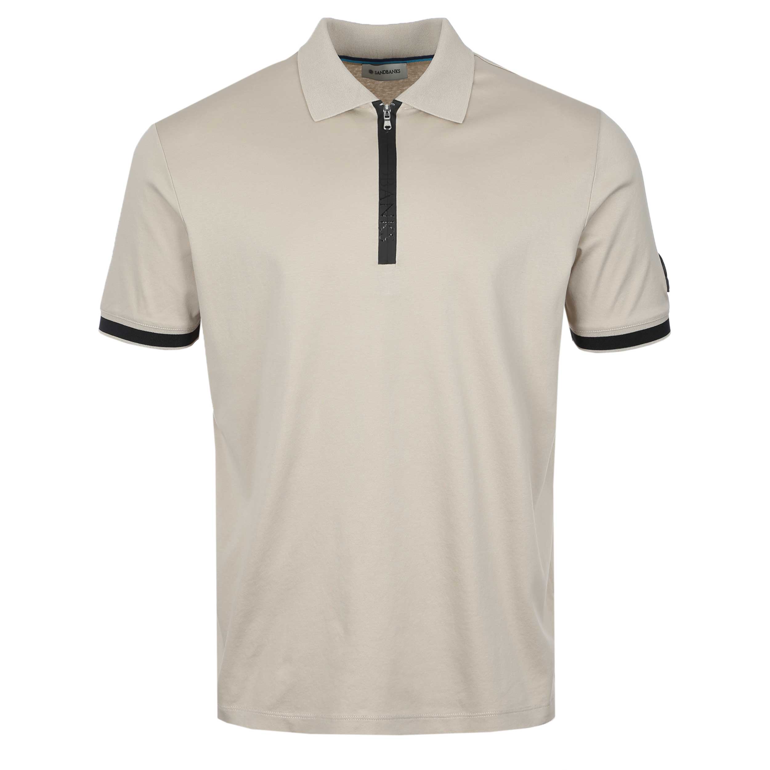 Sandbanks Silicone Zip Polo Shirt in Stone