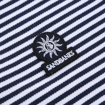 Sandbanks Striped Polo Shirt in Navy & White Logo