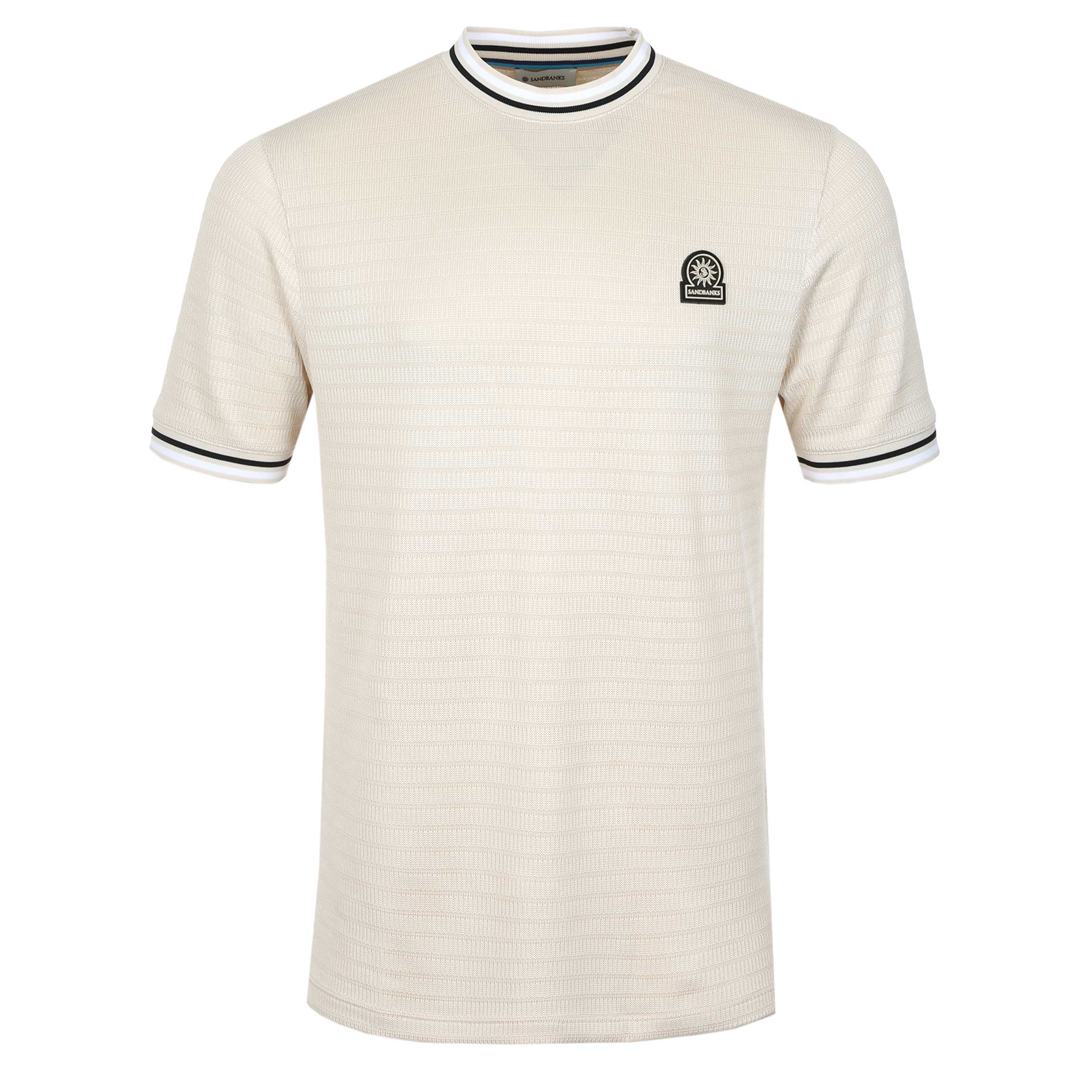 Sandbanks Textured Jacquard T Shirt in Stone