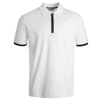 Sandbanks Silicone Zip Polo Shirt in White Front