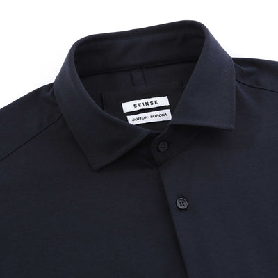Seinse Basic Cotton Stretch Shirt in Navy Collar