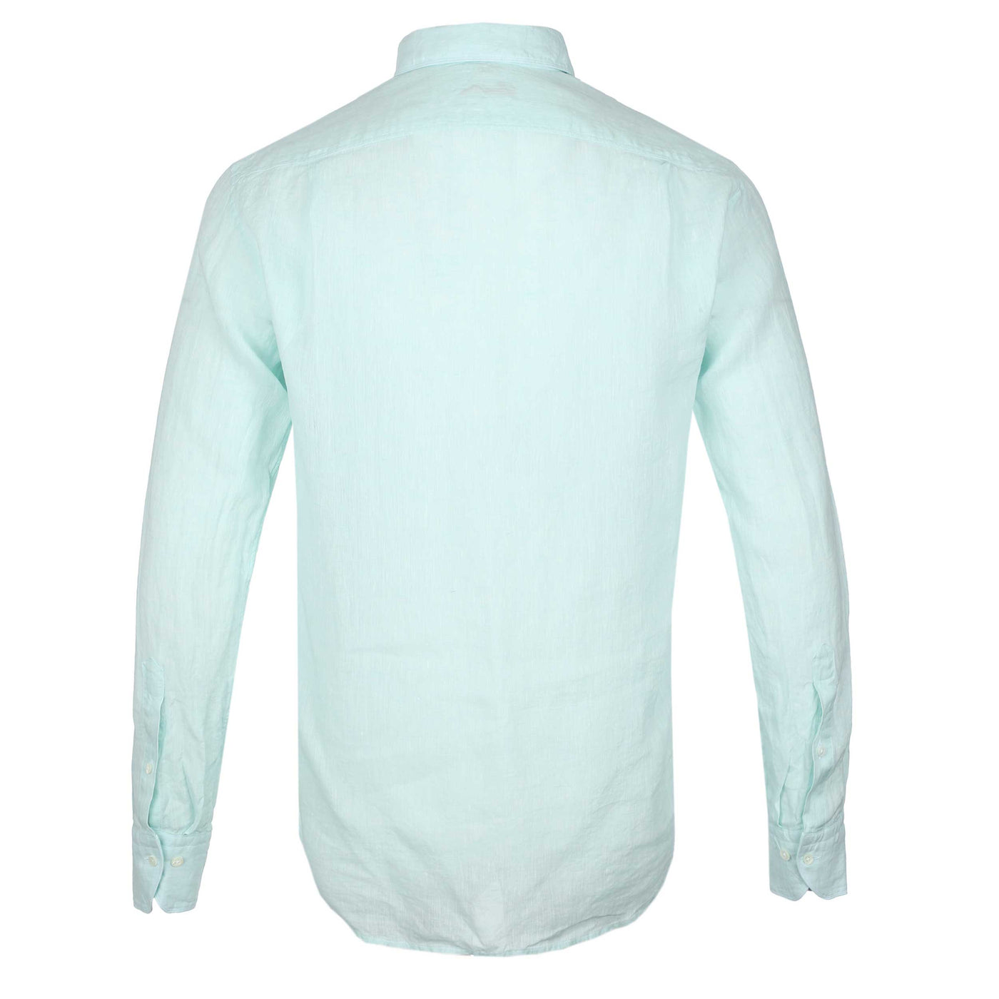 Stenstroms Fitted Body Linen Shirt in Light Aqua Back