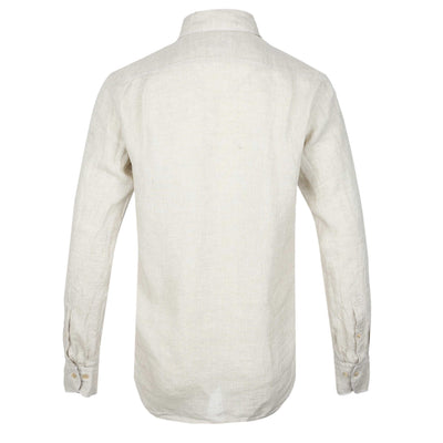 Stenstroms Fitted Body Linen Shirt in Light Beige Back