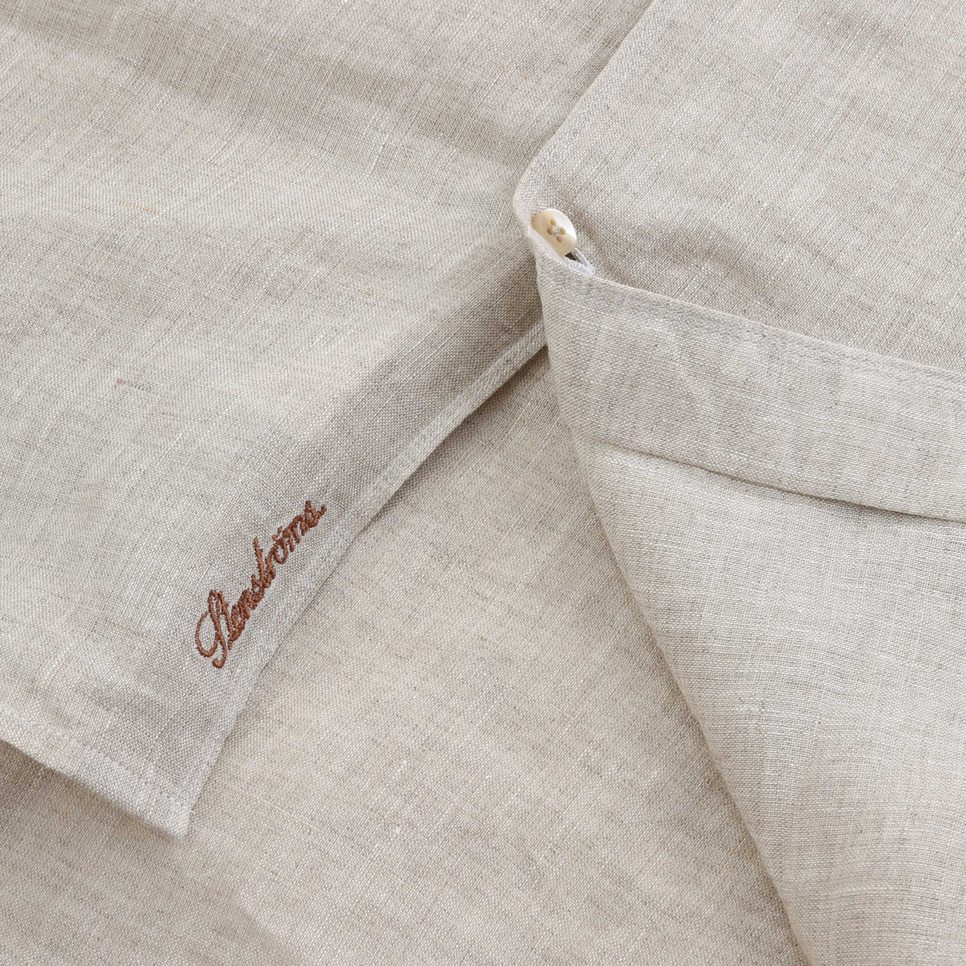 Stenstroms Fitted Body Linen Shirt in Light Beige Logo