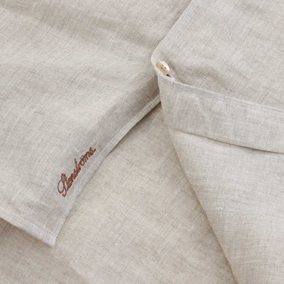 Stenstroms Fitted Body Linen Shirt in Light Beige Logo