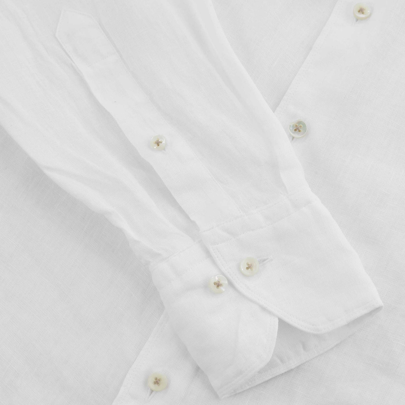 Stenstroms Fitted Body Linen Shirt in White Cuff
