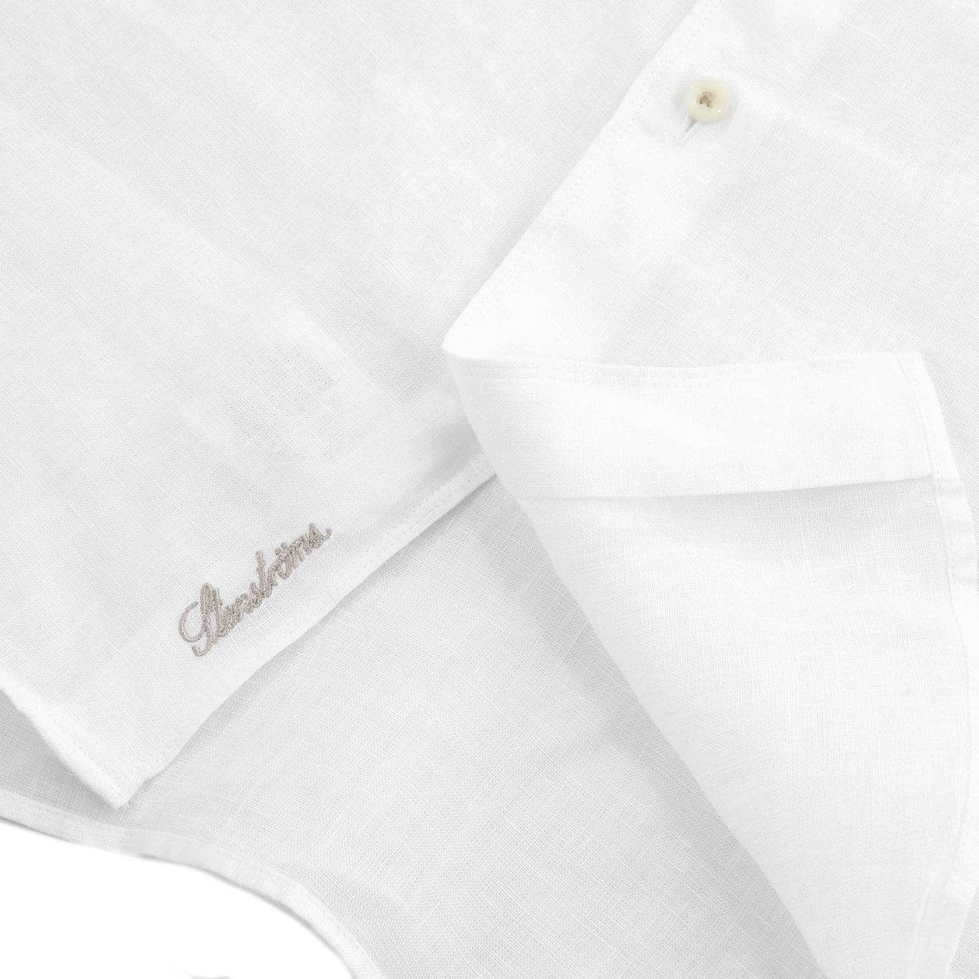 Stenstroms Fitted Body Linen Shirt in White Logo